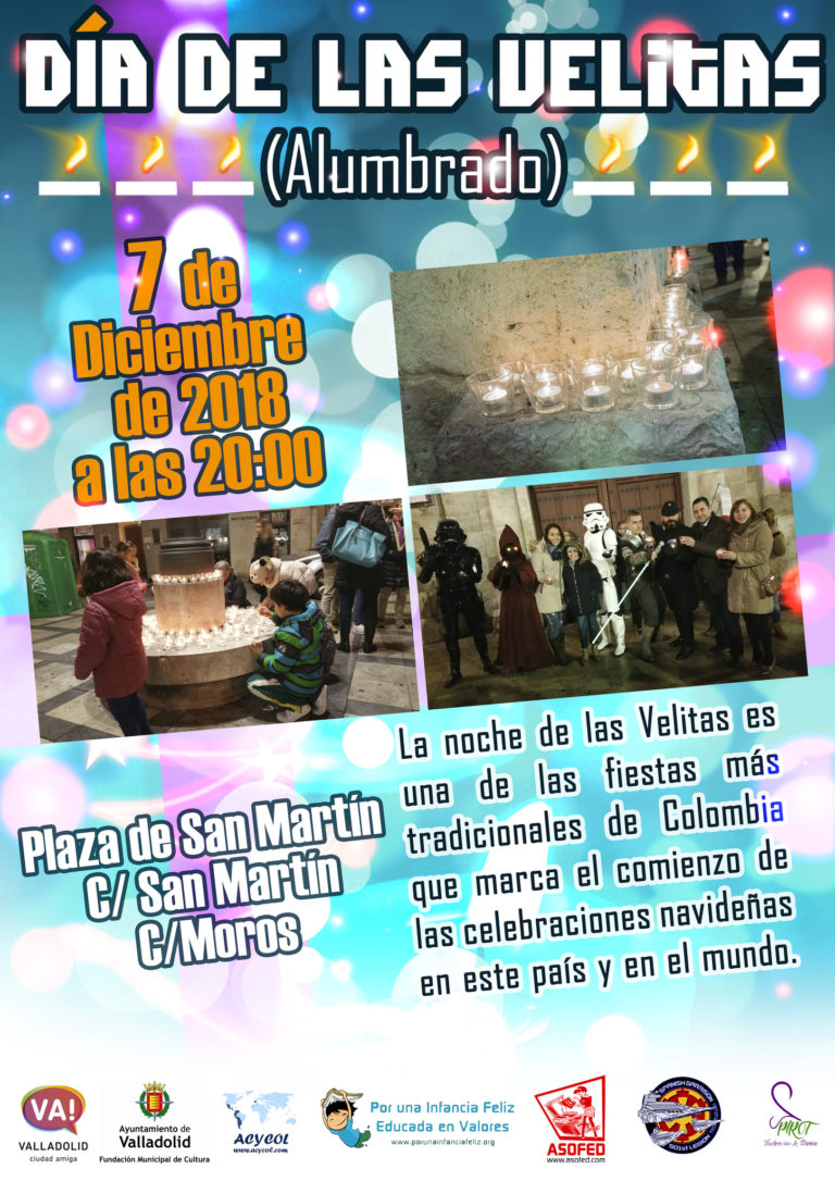Día de las Velitas 2018. Viernes  7 de diciembre a las 20h. Plaza de San Martín