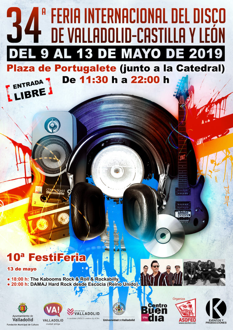 34 Feria Internacional del Disco de Valladolid Castilla y León. Del 9 al 13 de mayo. Plaza de Portugalete, junto a la Catedral. Rueda de Prensa. Lunes 6 de mayo. 10:30 h en la Plaza de Portugalete.